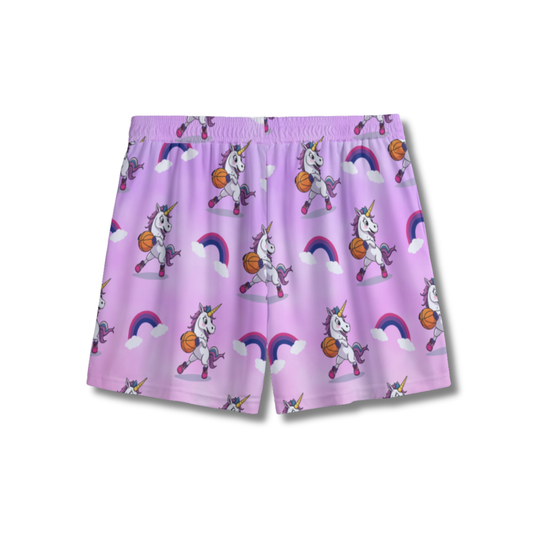 Youth Unicorn & Rainbows Basketball Mesh Shorts