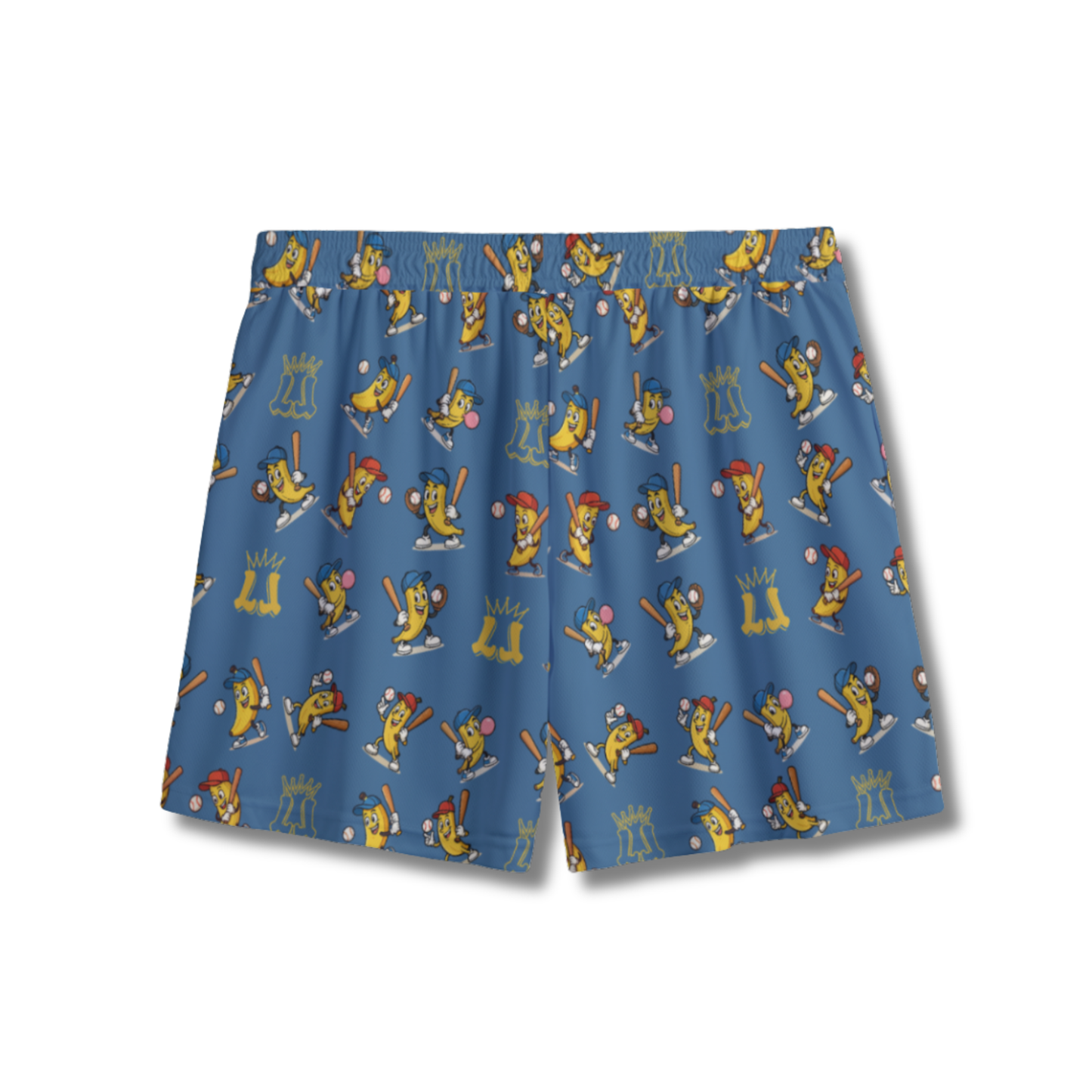 Youth Baseball & Banana Humor Mesh Shorts (Blue Edition)
