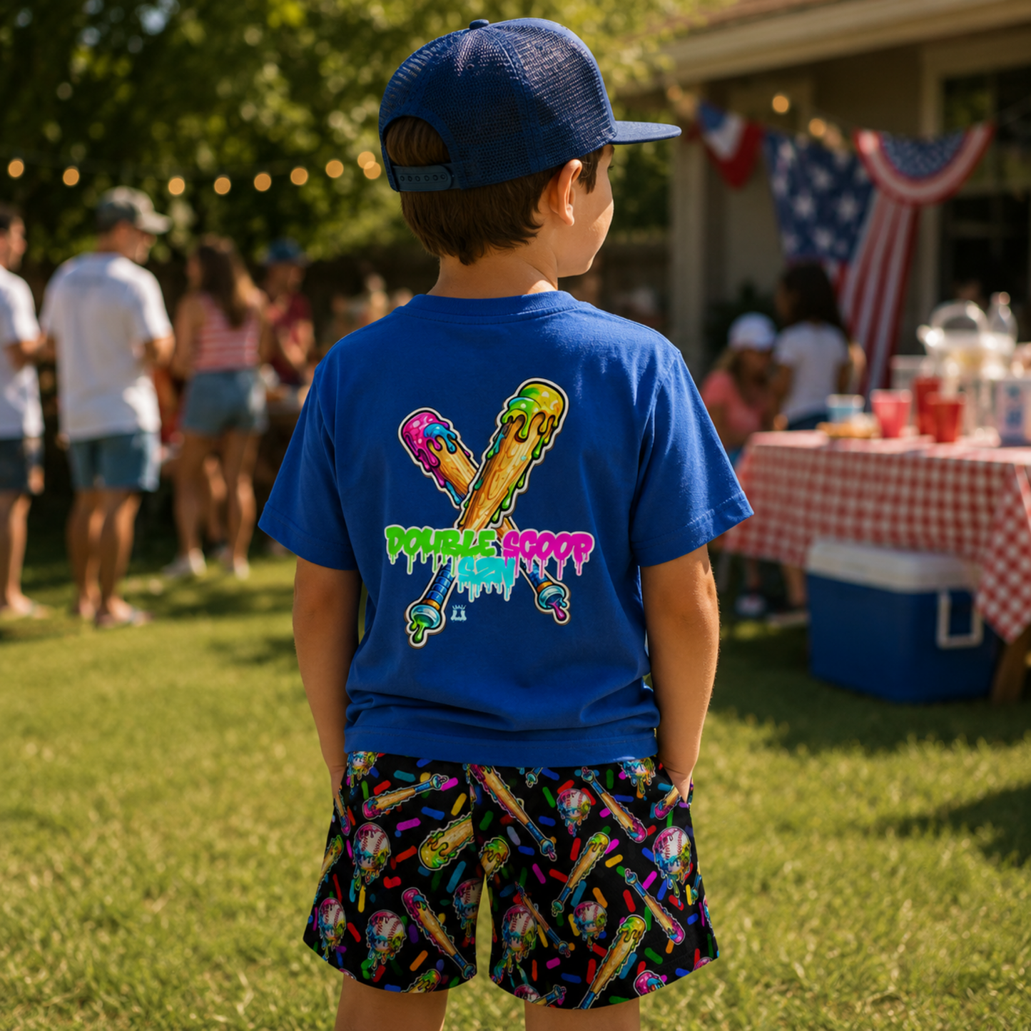 Kids Baseball Party Mesh Shorts, Summer Party Outfit