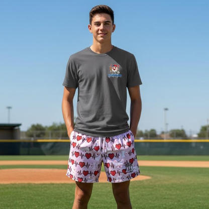 Pink Baseball Heartbeat Adult Mesh Shorts