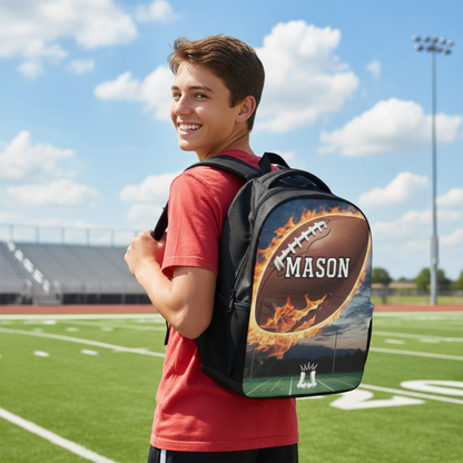 Personalized Football Backpack, Custom Name Sports Bag