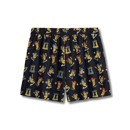Youth Banana & Baseball Humor Mesh Shorts (Black Edition)