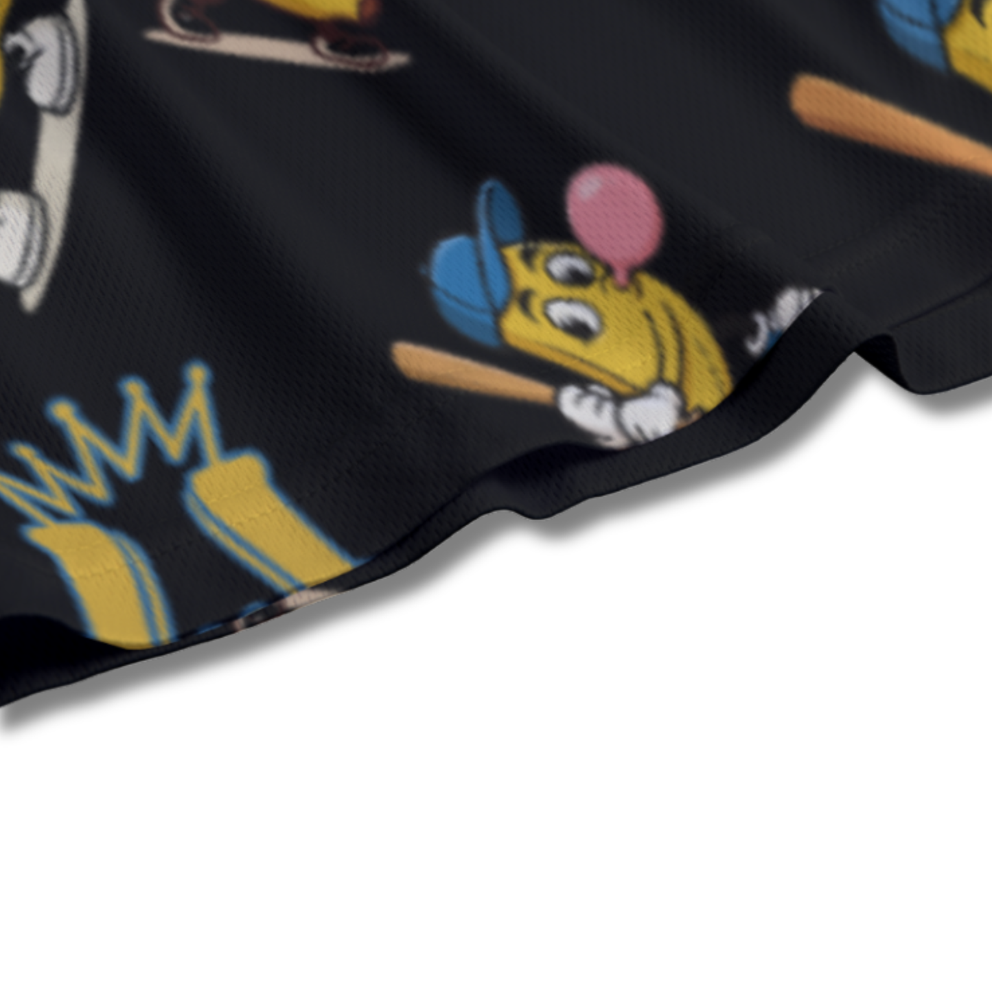 Youth Banana & Baseball Humor Mesh Shorts (Black Edition)