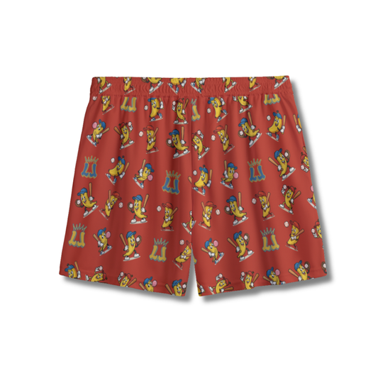 Youth Banana & Baseball Humor Mesh Shorts (Red Edition)
