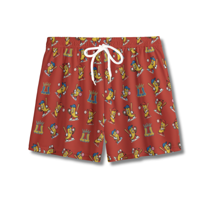Youth Banana & Baseball Humor Mesh Shorts (Red Edition)