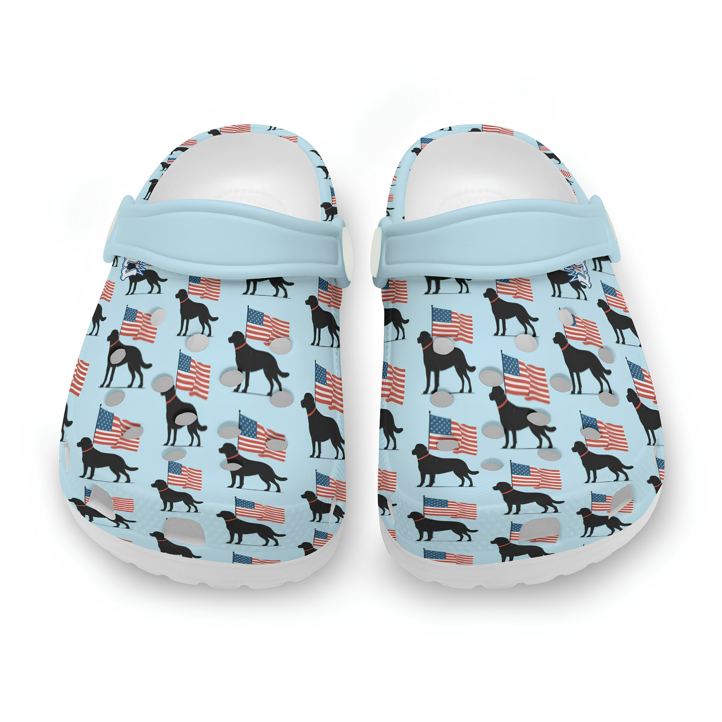 Kids Black Lab American Flag Summer Shoes
