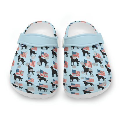 Kids Black Lab American Flag Summer Shoes