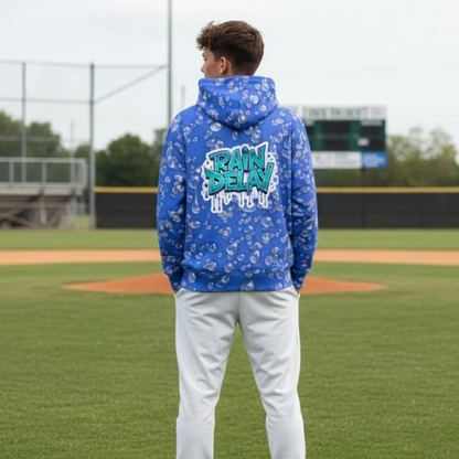 Adult Unisex Rain Delay Hoodie, Fleece Lined Thick Sweatshirt