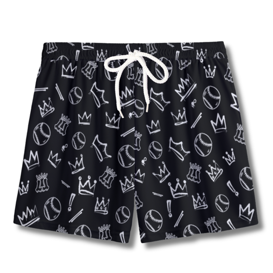 Youth Baseball Softball Graffiti Mesh Shorts (Black & White Edition)