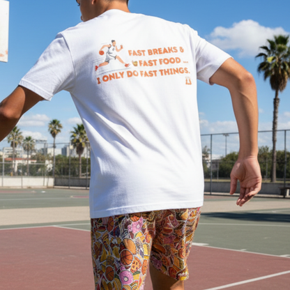 All-Over Print Adult Mesh Basketball Shorts, Fast Food and Fast Breaks