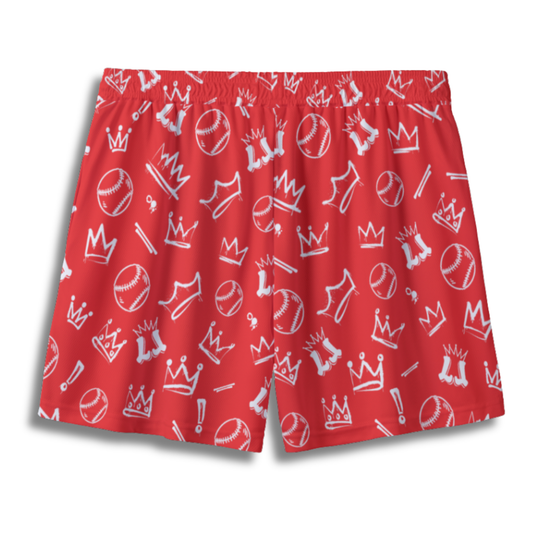 Youth Baseball Softball Graffiti Mesh Shorts (Red & White Edition)
