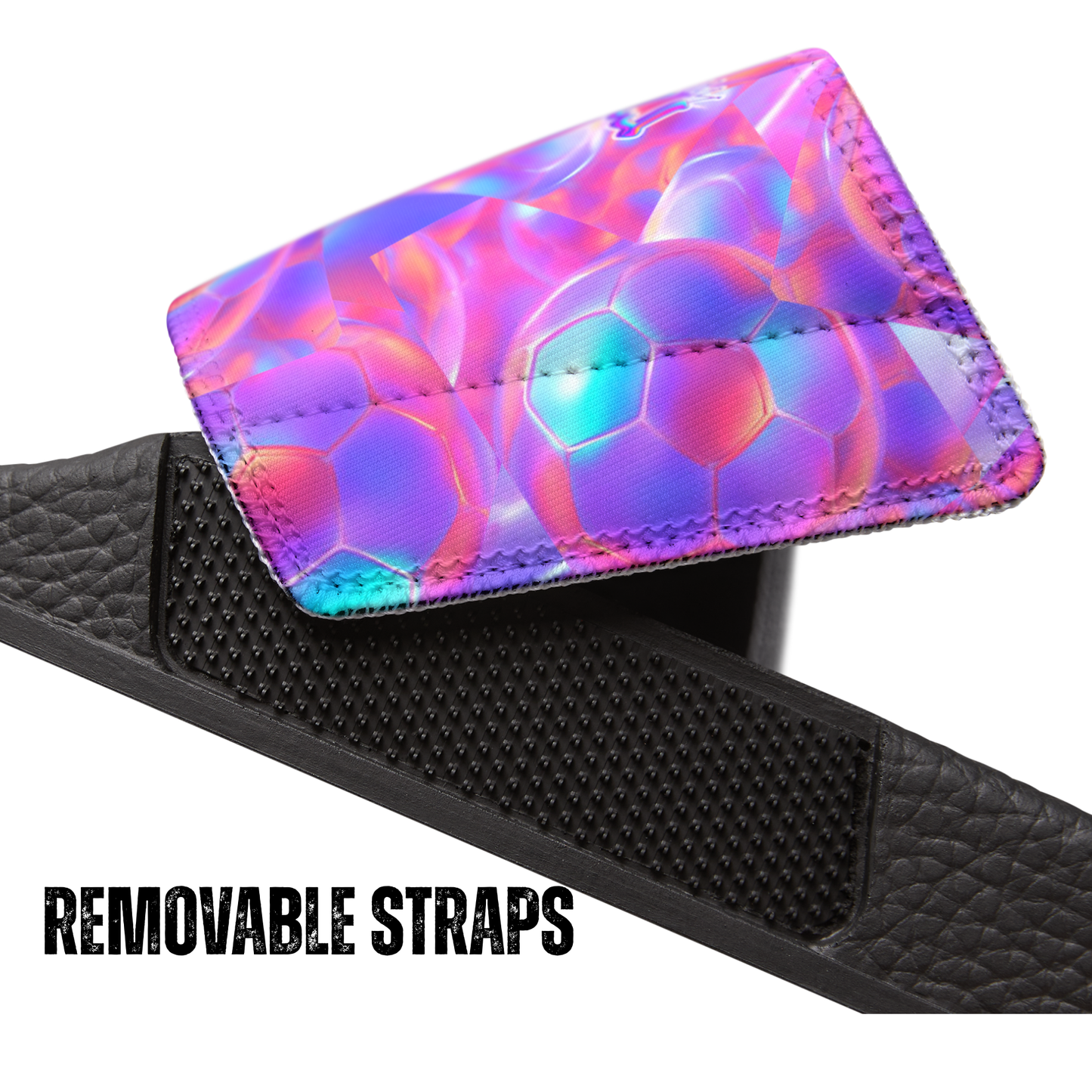 Youth Soccer Sports Sandals, Iridescent Soccer Ball Design