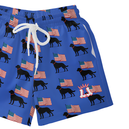 Toddler Black Lab American Flag Mesh Shorts