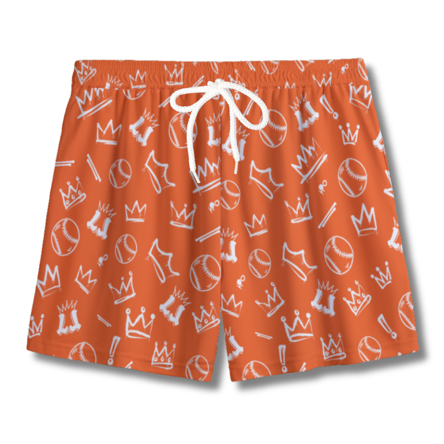 Youth Graffiti Style Baseball & Softball Mesh Shorts - Orange and White Edition