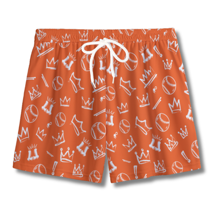 Youth Graffiti Style Baseball & Softball Mesh Shorts - Orange and White Edition