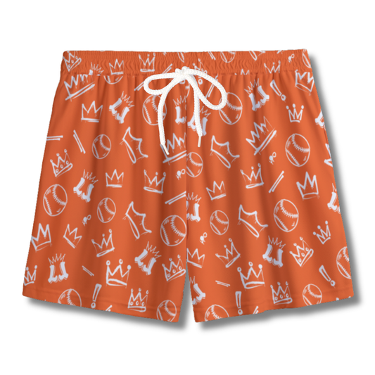 Youth Graffiti Style Baseball & Softball Mesh Shorts - Orange and White Edition