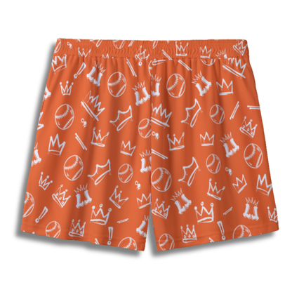 Youth Graffiti Style Baseball & Softball Mesh Shorts - Orange and White Edition