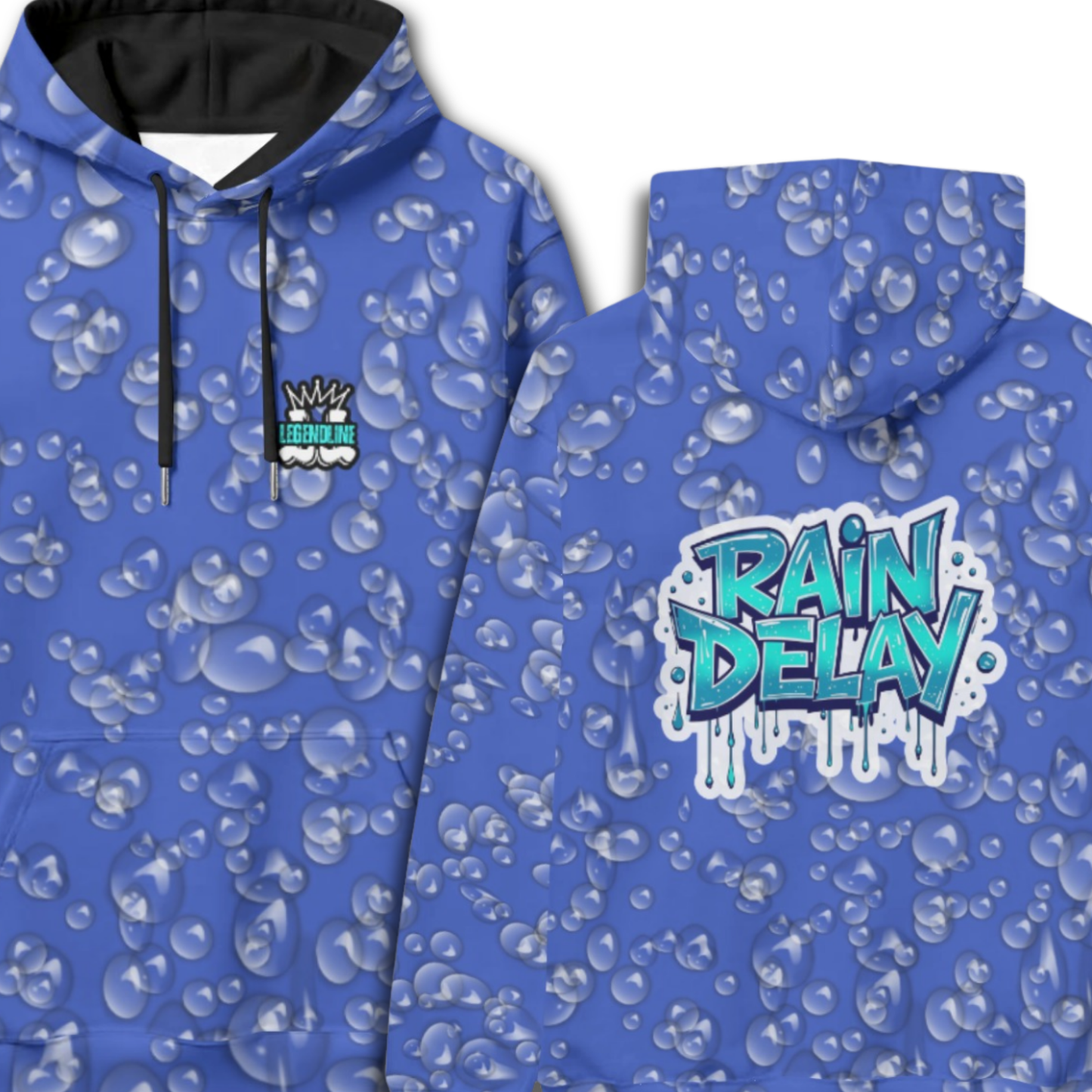 Adult Unisex Rain Delay Hoodie, Fleece Lined Thick Sweatshirt