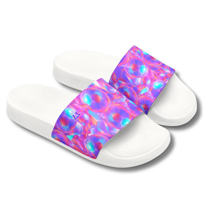 Youth Soccer Sports Sandals, Iridescent Soccer Ball Design