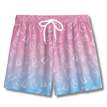 Youth Graffiti Style Baseball & Softball Mesh Shorts - Pink & Blue Edition