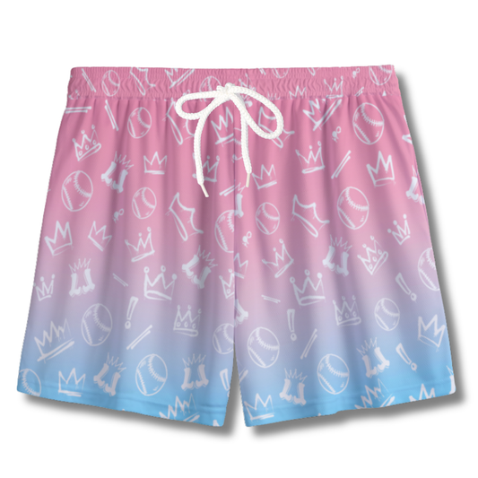 Youth Graffiti Style Baseball & Softball Mesh Shorts - Pink & Blue Edition