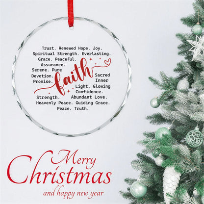 Faith Typography Round Glass Christmas Ornament