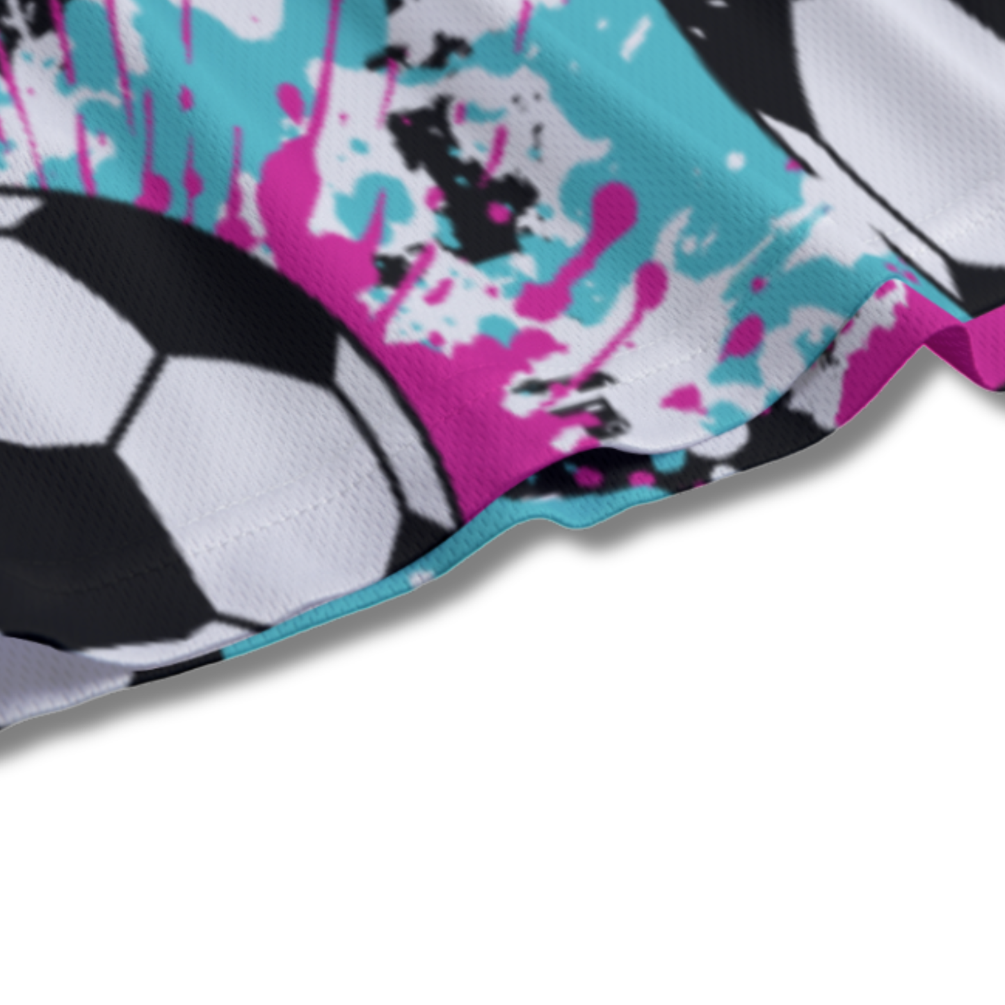 Youth Soccer Shorts Paint Splatter Pink and Blue Edition