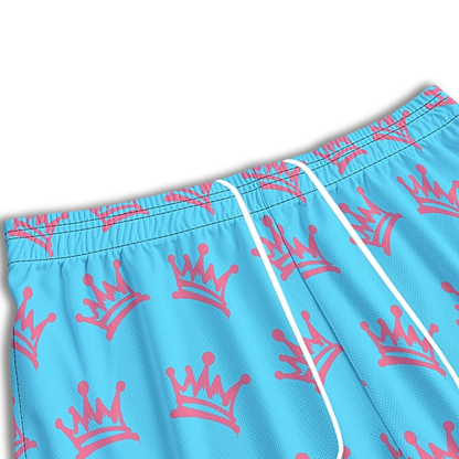 Adult Unisex Turquoise Crown Mesh Sports Shorts