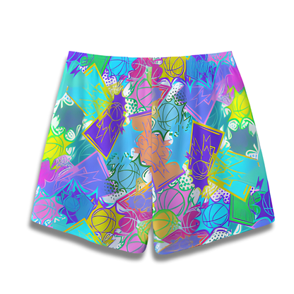 All-Over Print Adult Mesh Basketball Shorts, Vibrant, Colorful Print