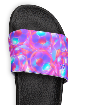 Youth Soccer Sports Sandals, Iridescent Soccer Ball Design
