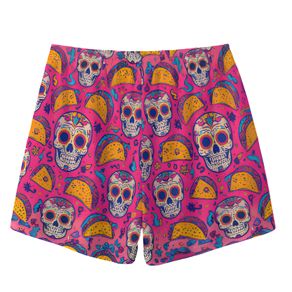 All-Over Print Adult Shorts, Day of the Dead Taco Tuesday