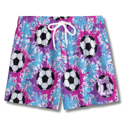 Youth Soccer Shorts Paint Splatter Pink, Purple and Blue Edition
