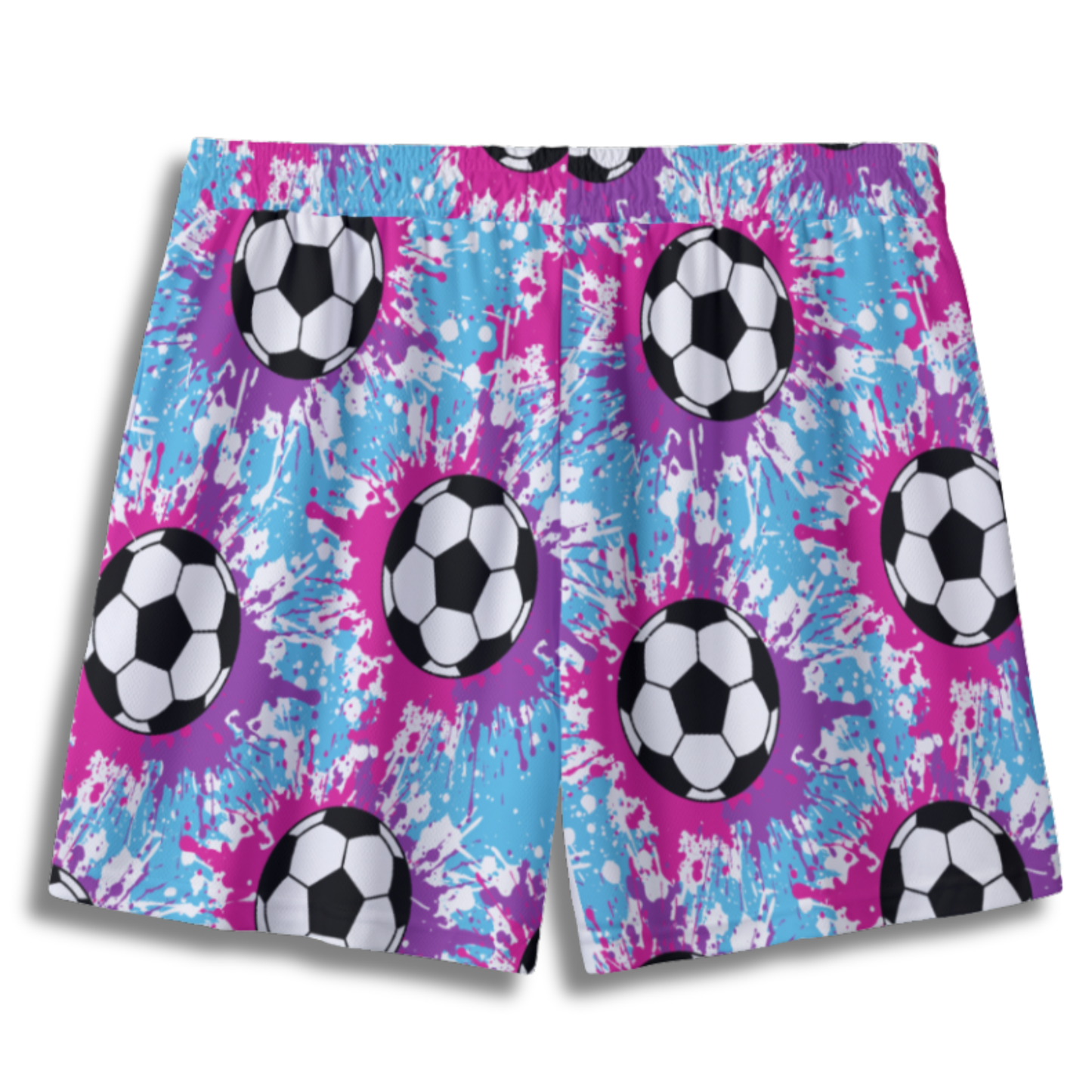 Youth Soccer Shorts Paint Splatter Pink, Purple and Blue Edition