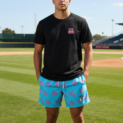 Adult Unisex Turquoise Crown Mesh Sports Shorts