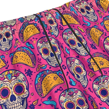 All-Over Print Adult Shorts, Day of the Dead Taco Tuesday