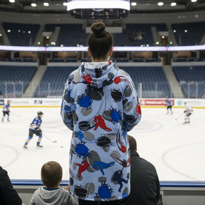 Hockey Pattern Hooded Blanket, Personalized Hoodie For Game Day