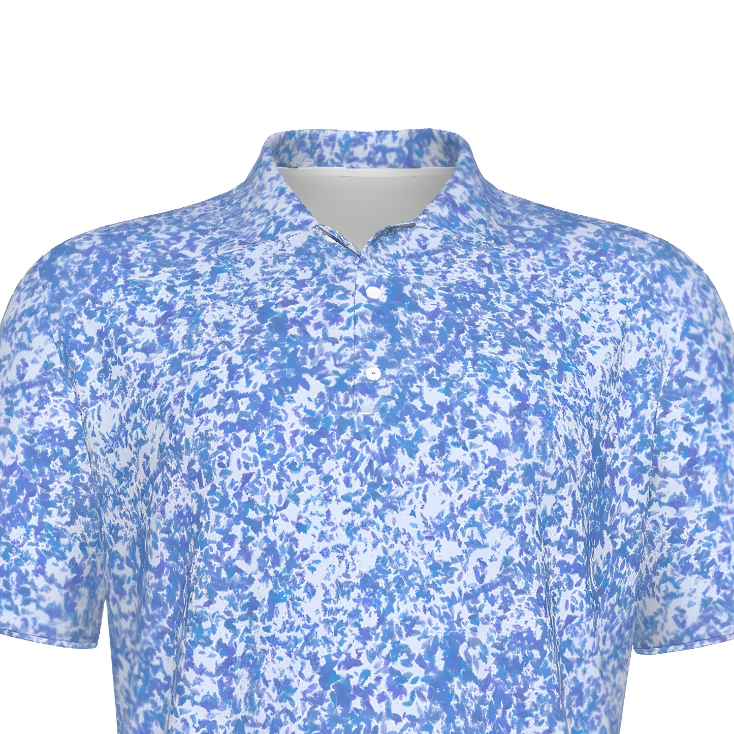 Men's Blue and White All Over Print UV Protection Polo Shirt
