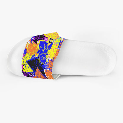 Men's Basketball Velcro Strap Slides, Gym Sandals Basketball Design