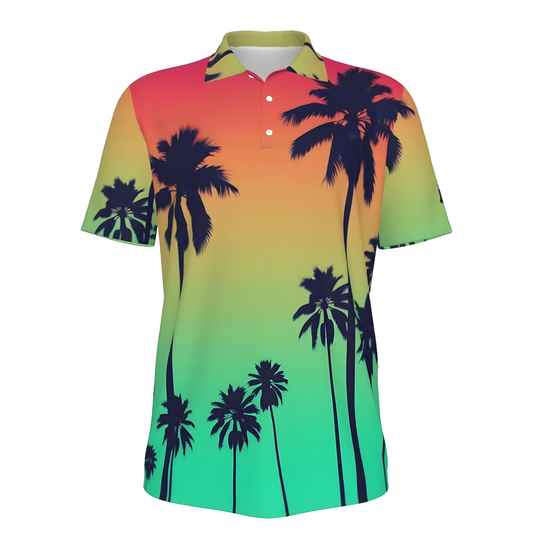 Men's UV Protection Palm Tree Polo Shirt