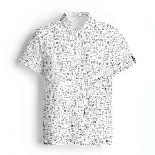 All-Over Print Men's Polo Golf Jersey, Chess Piece Design