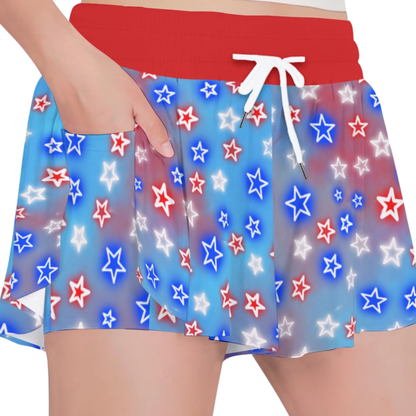 Girls Summer Americana Butterly Sports Shorts