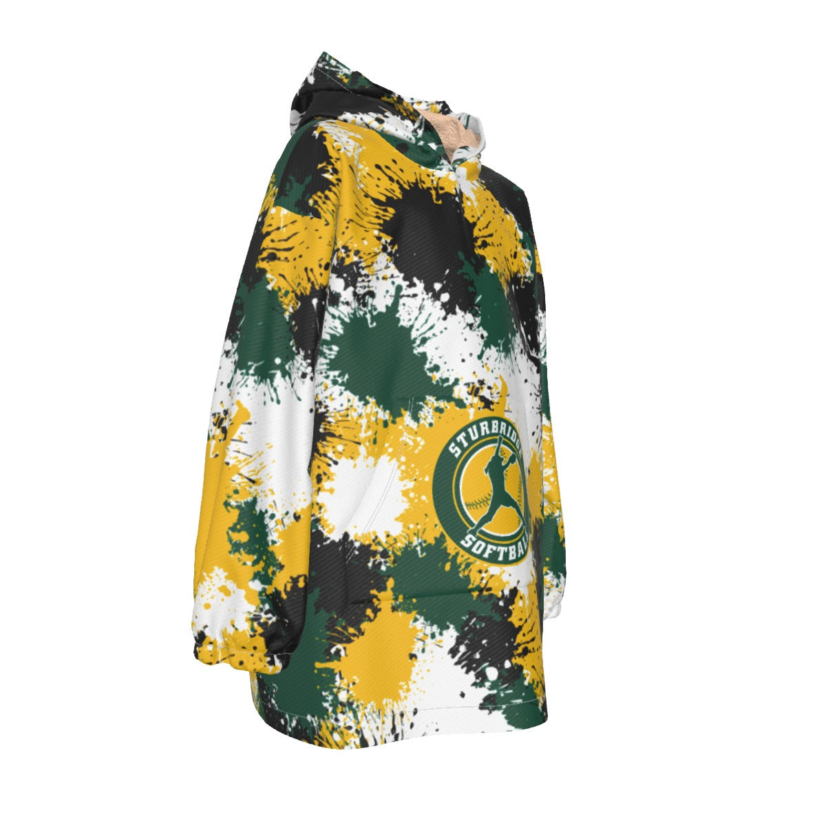 Adult Sturbridge Softball Sherpa Heavy Fleece Hoodie Blanket - Paint Splatter Edition