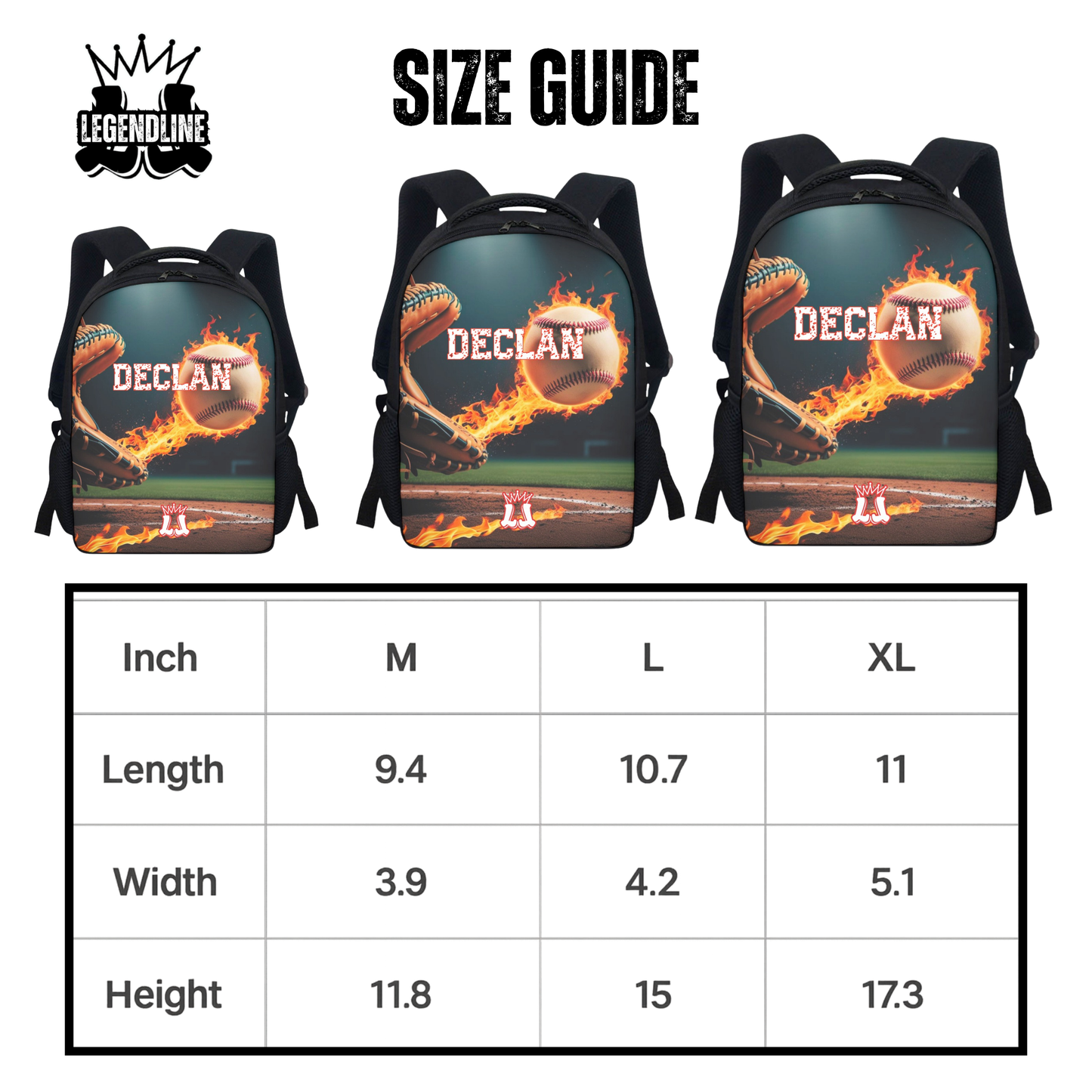 Custom Baseball Backpack, Personalized Name Sports Bag