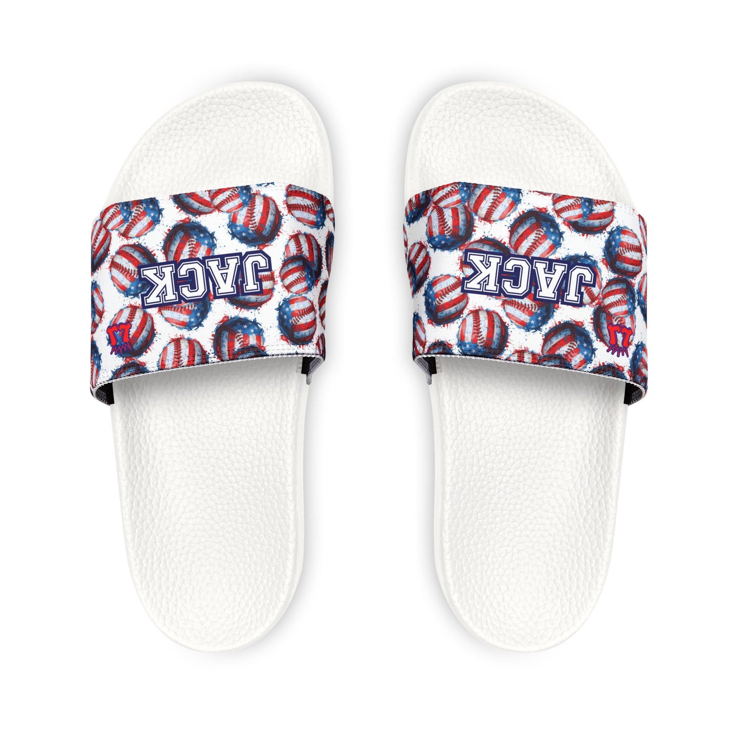 Personalized Men's Baseball Removable Strap Sandal Slides, Patriotic Sportswear