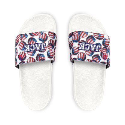 Personalized Men's Baseball Removable Strap Sandal Slides, Patriotic Sportswear