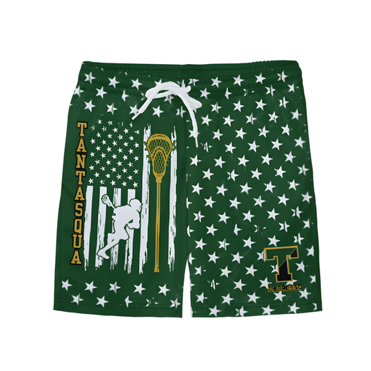 Youth TRYLAX American Flag Star Shorts (Green Edition)