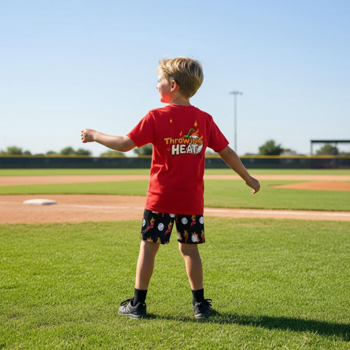 Youth "Throwing Heat" Baseball Tee