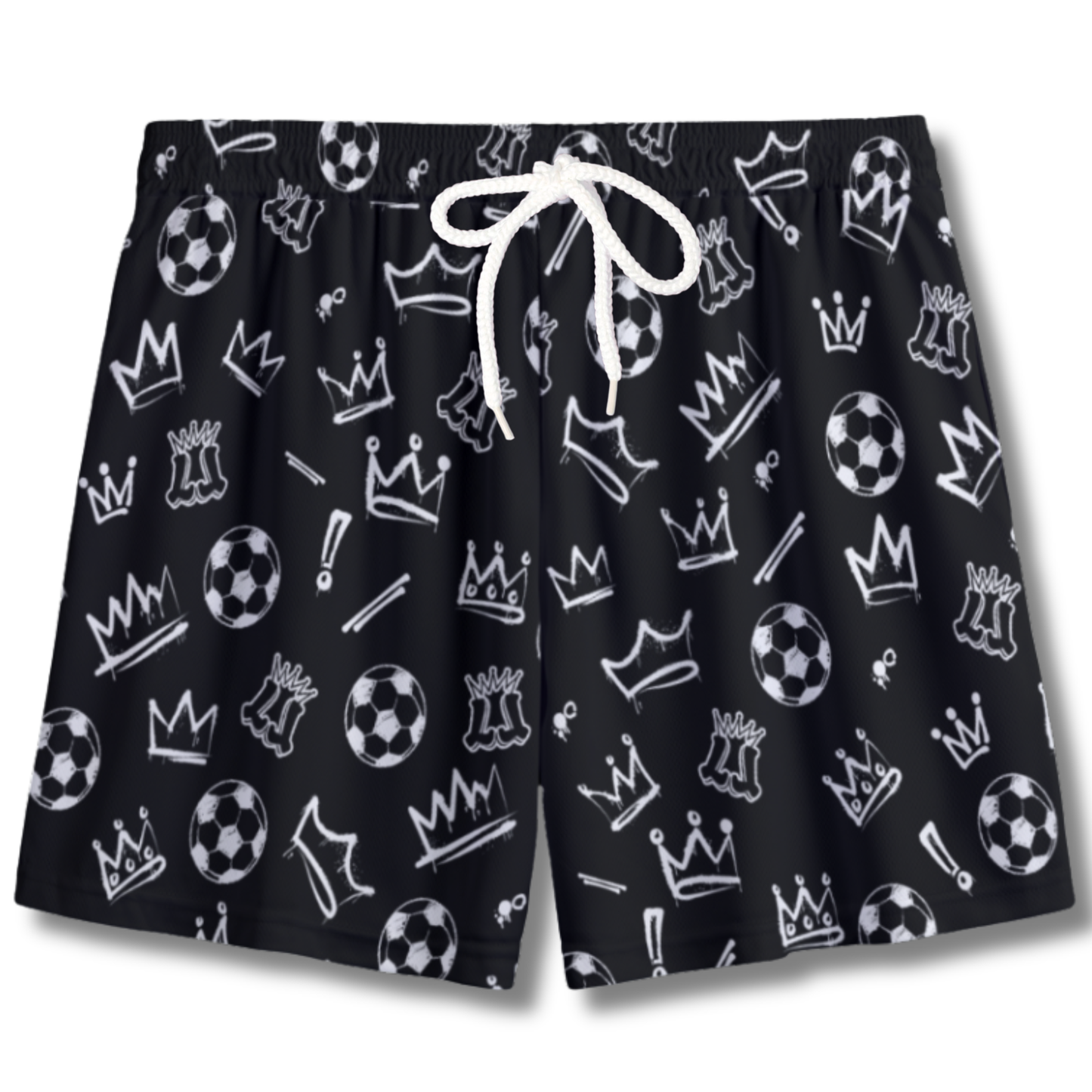 Youth Mesh Soccer Shorts Graffiti Legends - Black and White Edition