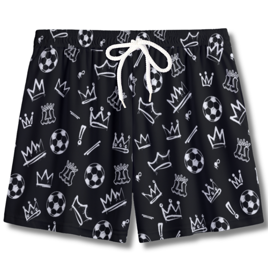 Youth Mesh Soccer Shorts Graffiti Legends - Black and White Edition