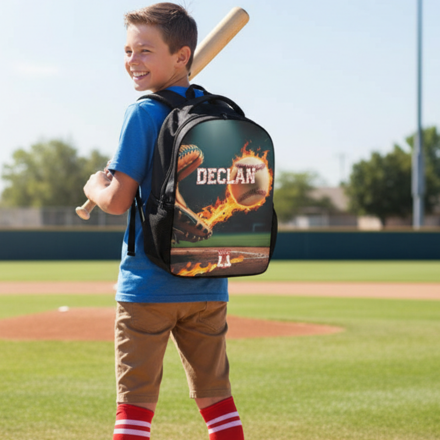 Custom Baseball Backpack, Personalized Name Sports Bag